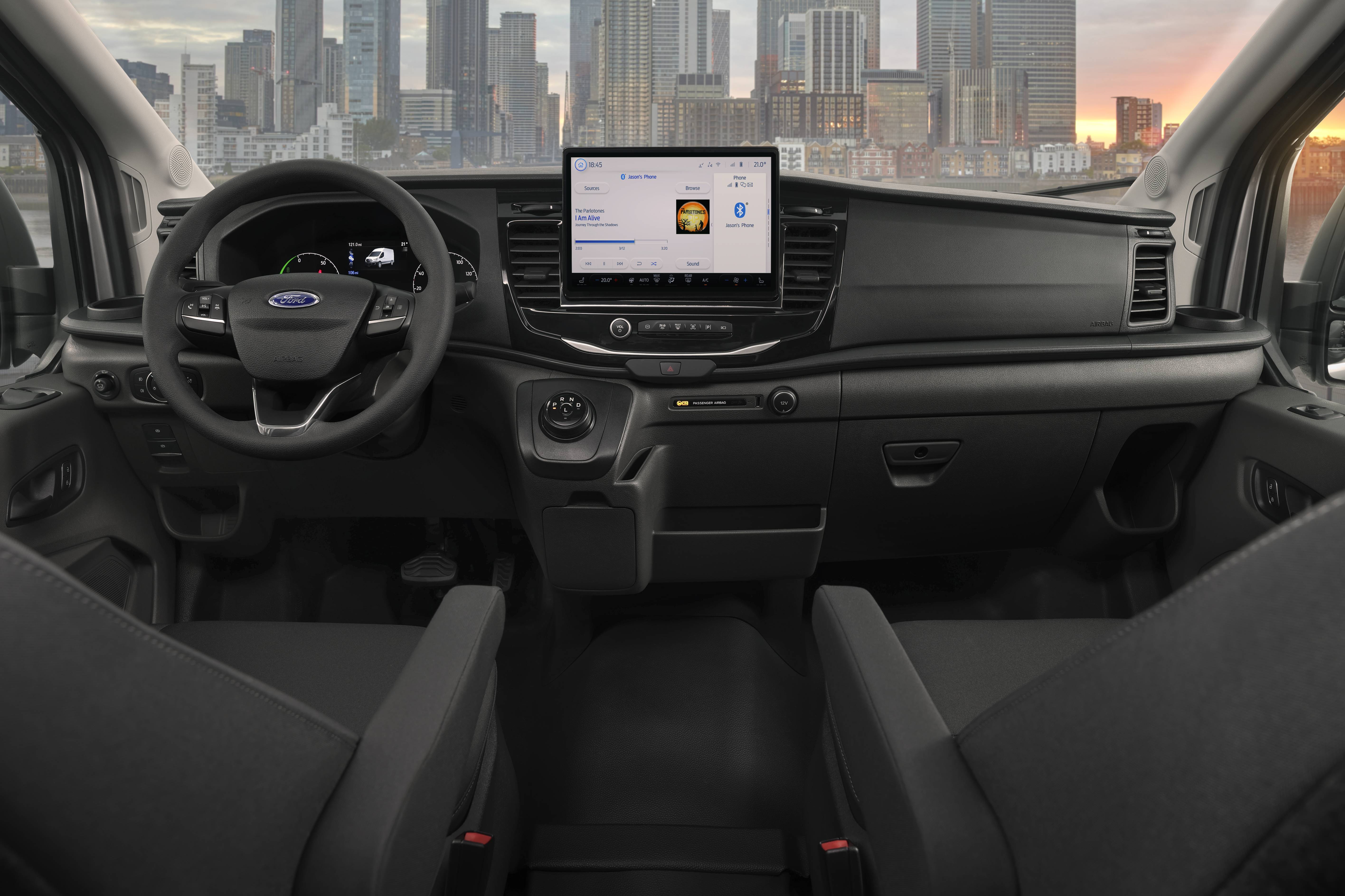 Dash and interior of Ford E Transit